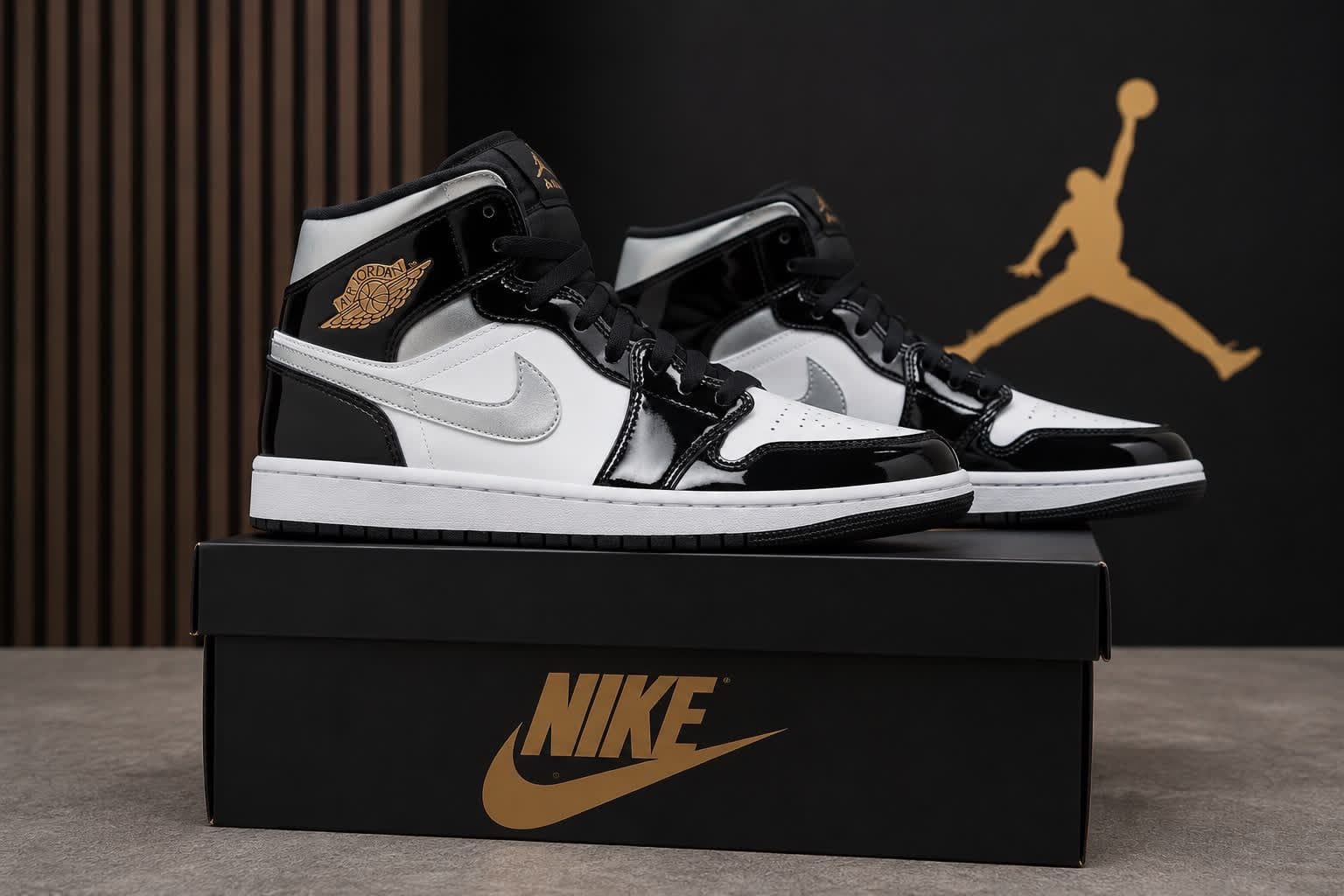 Air Jordan 1 Mid Black White Metallic Gold — GZ STORE