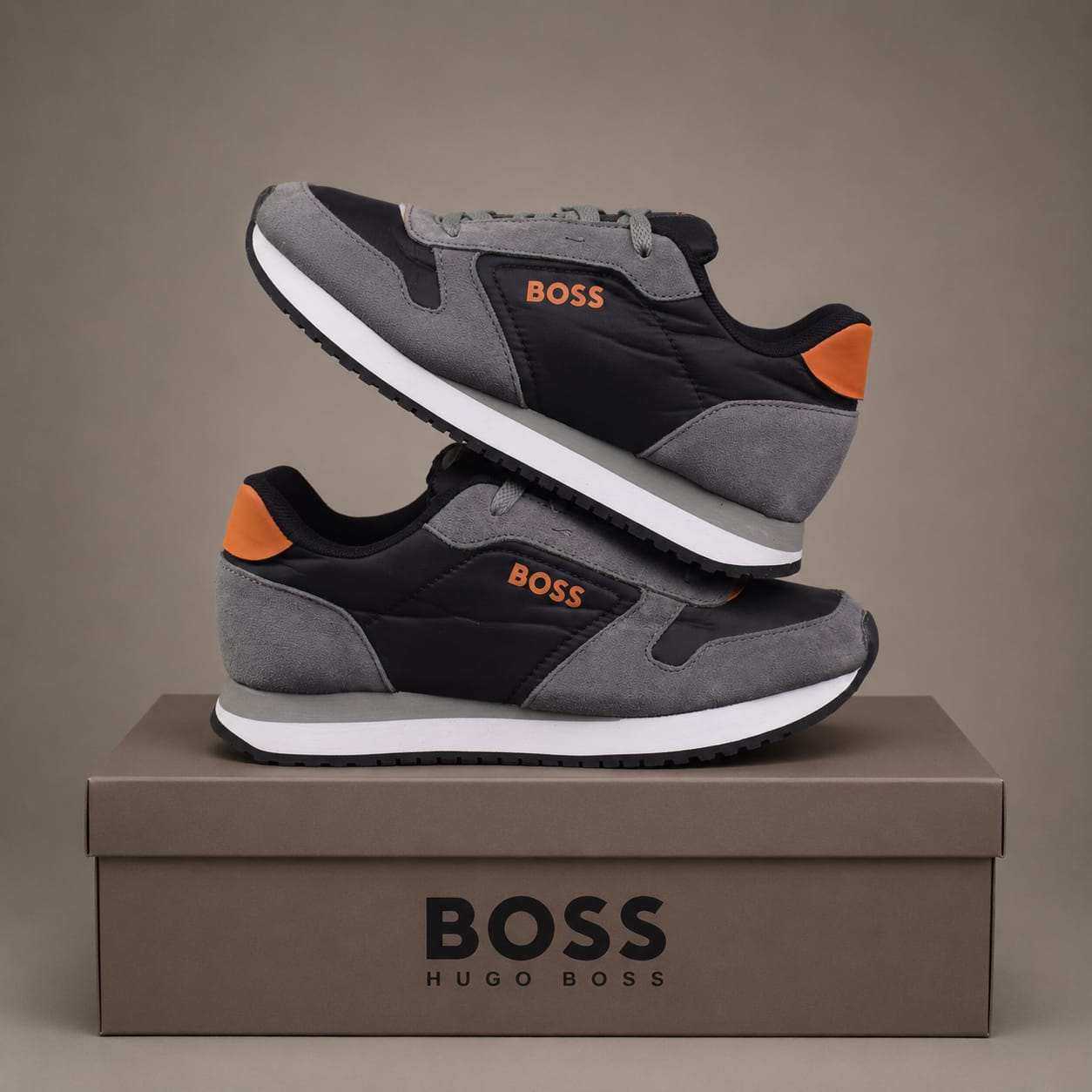 BOSS retro runners Negro Gris Naranja — GZ STORE